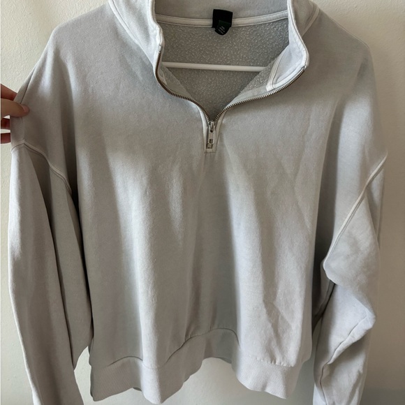wild fable Tops - Wild Fable Light Gray Quarter-Zip Sweatshirt
